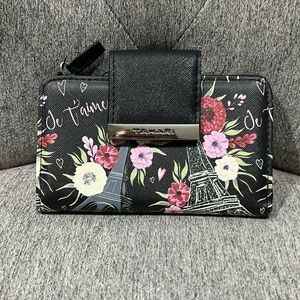 NWT Tahari Black Paris RFID Vegan Leather Wallet